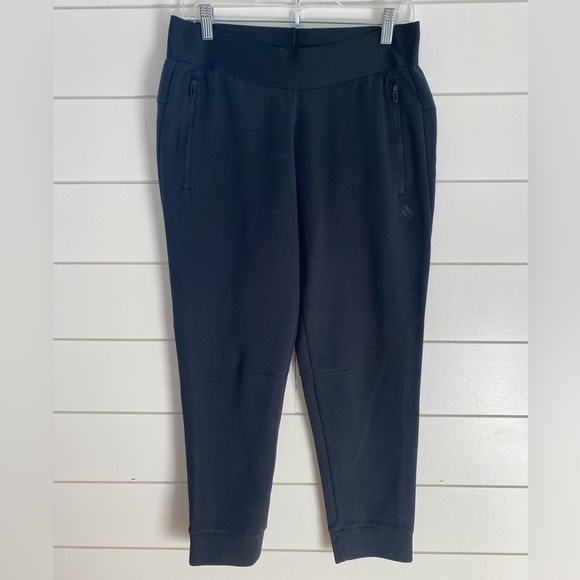 adidas Pants - Adidas Women's Black Joggers Medium Cuffed Ankle Sleek Streetwear Athleisure